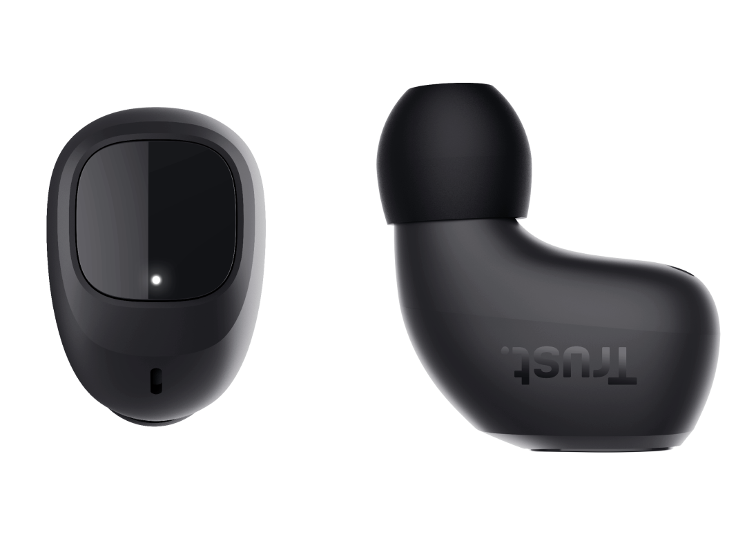 Nika Compact Bluetooth Wireless Earphones - black-Top