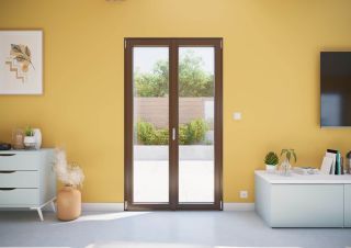 Porte Fenêtre PVC vue intérieur brune
